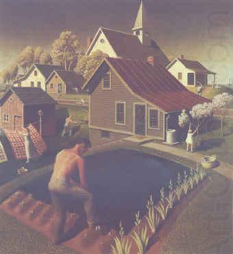 Grant Wood Spring in Town oil painting picture